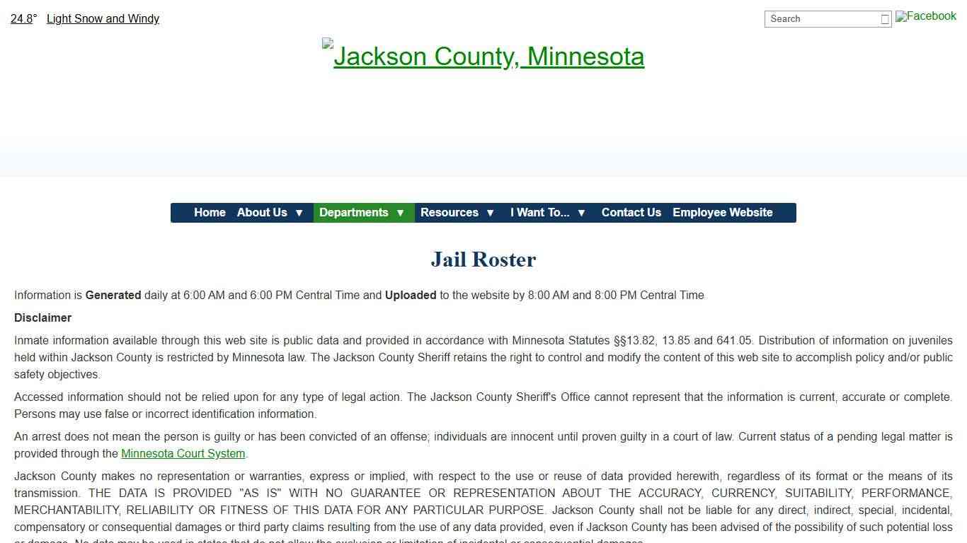 Jail Roster - Jail and Inmate - Jackson County, Minnesota