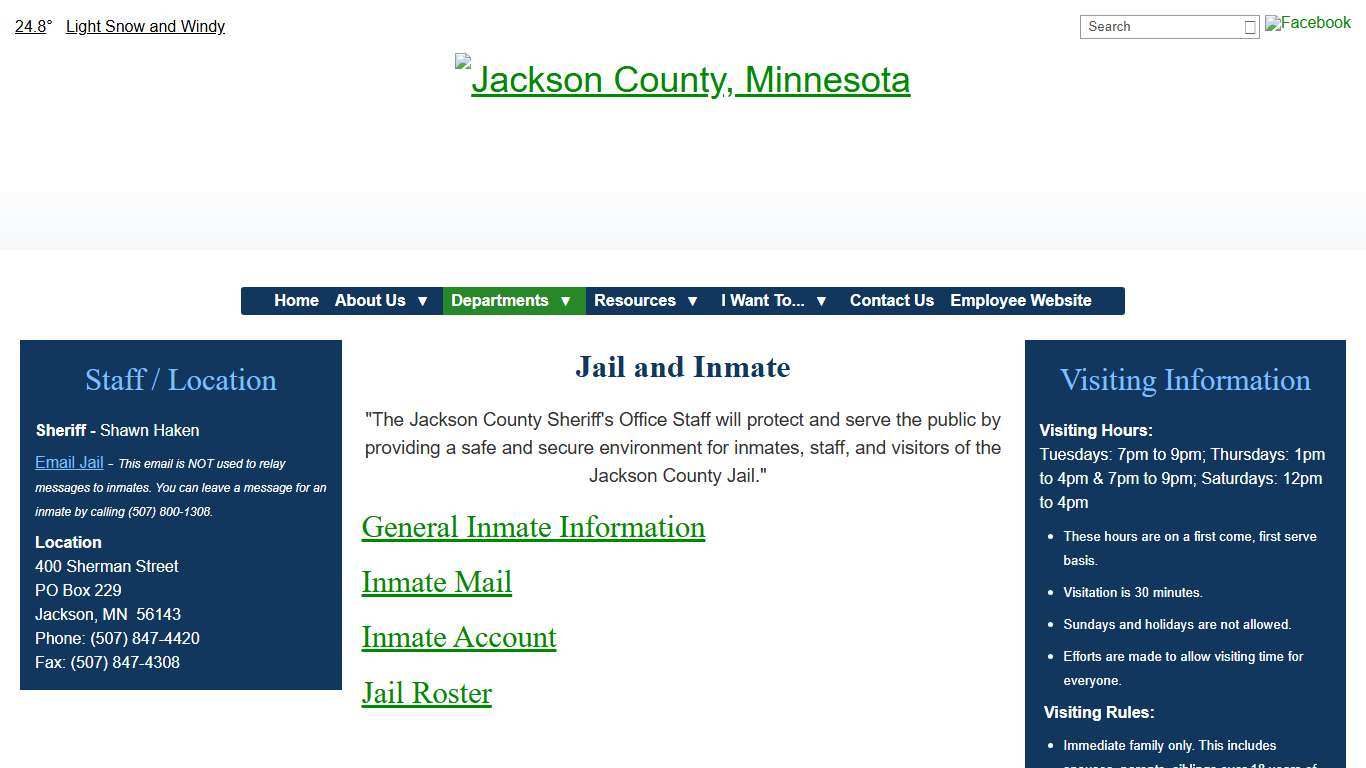 Jail and Inmate - Jackson County, Minnesota